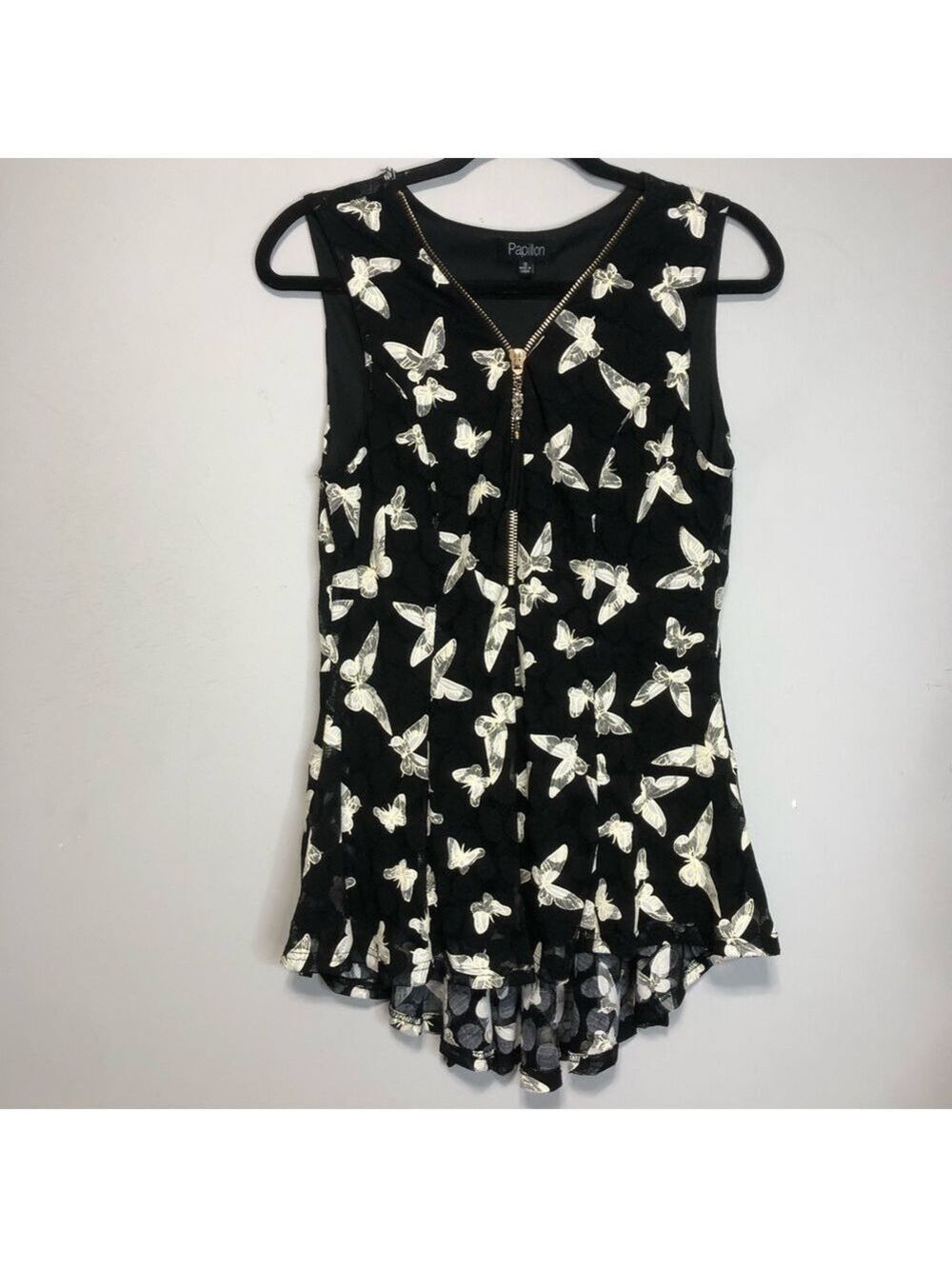 PAPILLON Sleeveless Butterfly Lace Blouse, size S
